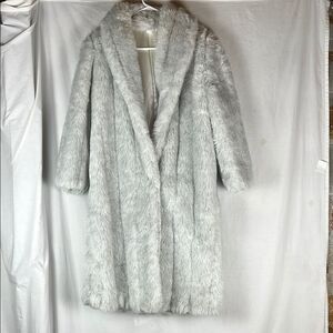 Vintage 1980s G. Caserotti White Faux Fur Trench Coat